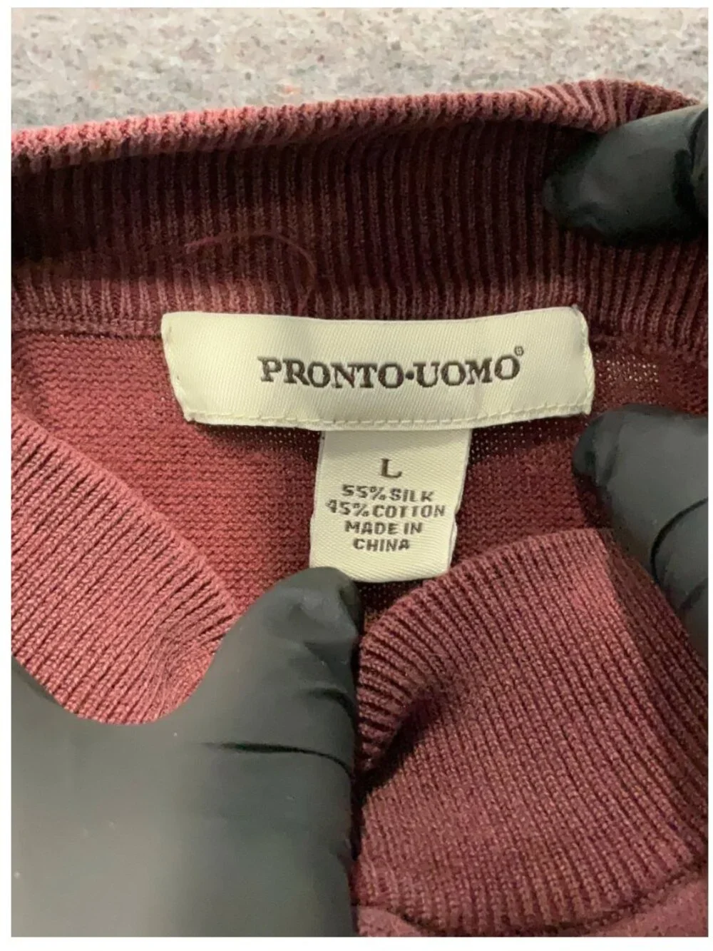 Pronto Uomo Burgundy Silk Blend Lightweight Pull Over L